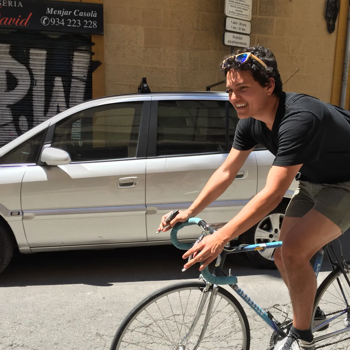 Lukas riding a bicycle